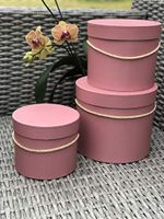 [USA-SALES] Premium Quality Round Flower Box, Gift Boxes for Luxury Flower and Gift Arrangements, Set of 3 pcs, with Lids, Size (S/M/L) (Dusty Rose)