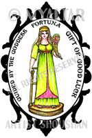 Guided By Goddess Fortuna Gift of Good Luck 4"x6" Set of 6 Linen Postcards
