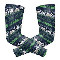 Seattle Seahawks Cooling Arm Sleeve (Pair) - Elbow Brace Support Sun UV Protection for Men & Women - Sports Sleeves for Basketball Baseball Softball Volleyball