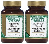 Swanson Superior Herbs Agaricus Blazei Mushroom Extract 500 mg -- 2 Bottles each of 90 Veggie Capsules