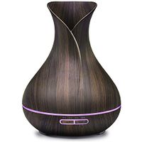 AromaKing Essential Oil Diffuser 430ML Aroma Black Wood Grain Ultrasonic Ionizer Cool Mist Humidifier for Aromatherapy, Quiet, Waterless Auto Shut-off, Vase Shape, 7 Color LED Lights for Home Office