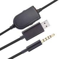 A10 Headphone Audio Cable 3.5mm to USB Replacement Virtual Surround Sound 7.1 Wire Inline Mute Volume Control Nylon Braided Cord for Astro A10 A40 A30 A50 Gaming Headsets Logitech G933 Xbox One PS4 PC