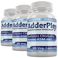 AdderPlex 3 Pack Energy Pills Brain Supplement: Best Supplements for Focus and Concentration Energy Focus Pills, Made with Organic Ginseng Extract, Super B Complex, Chaga, Ashwaghanda Organic, 180ct