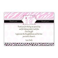 30 Personalized Thank You Cards Pink Zebra Leopard Monkey Jungle Safari Design Girl Baby Shower Party Event + 30 White Envelopes