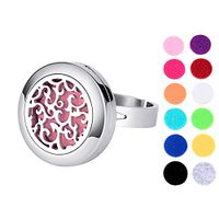 VALYRIA Vine Aromatherapy Essential Oil Diffuser Ring,Stainless Steel Adjustable Ring with 12 Refill Pads