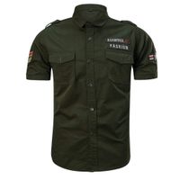 Men's Casual Fashion Military Pure Color Pocket Short Sleeve Loose T-shirt Tops