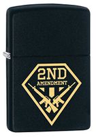 Zippo Lighter: Second Amendment Gun Shield - Black Matte 79551