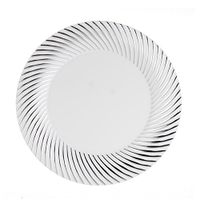 Party Essentials N782451 Party Supplies Tableware, 7" Salad Plates, White/Silver