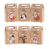 VEYLIN 24Pcs Christmas Paper Gift Boxes with Handle, Christmas Element Assorted Bags for Christmas Party Supplies (6 Different Style)