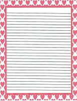 Girl's Camp Pink Heart Lined Stationery Paper 26 Sheets
