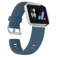 UMAXGET Compatible with Fitbit Blaze Bands with Metal Frame, Silicone Soft Sport Smartwatch Replacement Wristband for Men Women, Slate Band with Silver Frame