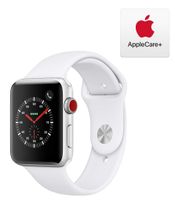 Apple Watch Series 3 (GPS + Cellular, 42mm) - Silver Aluminum Case with White Sport Band with AppleCare+ Bundle