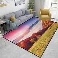 YucouHome Nature Contemporary Area Rug Large, Pastoral Colorful Autumn Morning in The Majestic Mountains European Peaks Print, Easy Maintenance Area Rug Living Room Bedroom Carpet(5'x 8') Multicolor