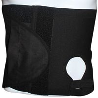 Safe n' Simple Unisex Ostomy Hernia Support Belt with Adjustable Hole, Stoma Hernia Belt, Left Hole, 10.25", Black, X-Small