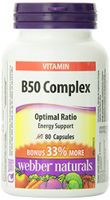 Webber Naturals B50 Complex 50 mg, Bonus Size 60+20 caps