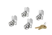 Disc Tumbler Cam Lock 4 Pack with 5/8" Cylinder and Chrome Finish, Keyed Alike