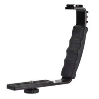 Camera Flash L-Bracket,Aluminium Alloy Dual Hot Shoes 1/4" thread Holder Mount,Adapter Mount DV Microphone LED Light Ideal for Photography Lovers