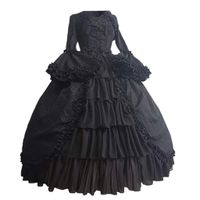 Miuye yuren Women's Victorian Fancy Dress Gothic Pageant Dress Retro Medieval Cosplay Dresses Renaissance Costumes (XXXL, A-Black)