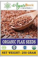 Ayuramrit USDA Organic Certified Premium Raw Organic Whole Un-Roasted Flax Seeds 250 Grm