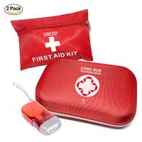 First Aid Kit: for Car Business Travel Home Office Camping Hiking Boat Mini All Purpose First-Aid Supplies Vehicle Survival Emergency Response Compact Scissors Tweezers Bandages Gauze Tape 2-Pack