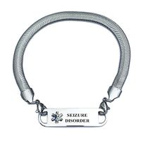 Pre-Engraved Chevron Pattern"Seizure Disorder" Medical ID Bracelets for Women