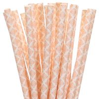 Biodegradable Paper Straws Peach Damask (50)