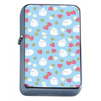 Strawberry Flip Top Oil Lighter Em2 Smoking Cigarette Silver Case Included
