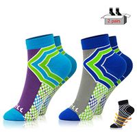 NEWZILL Low Cut Compression Socks - Unisex Running Socks With Embedded Frequency Technology For Heel, Ankle & Arch Support (Medium, 2-Pair Assort 03)