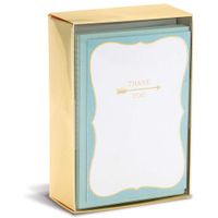 Mint and Gold Arrow Box of 10 Thank You Note Cards