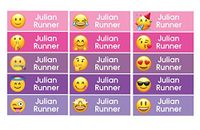 Set 68 Personalized kid Name back to school Stickers cute 13 patterns emoji face (pink on waterproof labels)