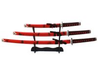 Master Cutlery 3 Piece Marble Red Katana Sword Set