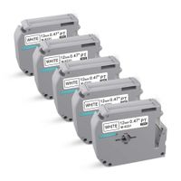 Ptouch M Tape Cartridge 0.47 Inch MK231 M-K231 M231 MK-231 Label Tape 12mm 26.2ft 1/2-Inch Black on White for Brother P-Touch Label Maker PT-90 PT-M95 PT-70BM PT-70 PT-65 PT-85 PT-45 5-Pack