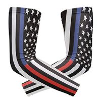 Anyangquji Thin Blue Red Line USA Flag Arm Sleeve Protectiv for Man Elbow Brace for Arthritis (1 Pair)