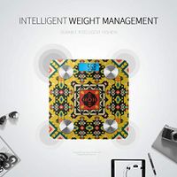 LYAOE Bluetooth Body Fat Scale Floral Shawl Design Square Ornament Decorative Smart Wireless Scale with LCD Display Measuring Body Weight Bmi and Health Digital Scale