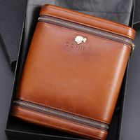 Special Offer Brown Leather Cedar Wood 6 Ct Cigar Humidor Case Holder with Humidifier (Brown)