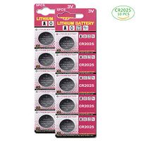 CR2025 3V Lithium Battery, 90mAh for Watch, LCD Writing Tablet and Car Remote Controls, 10-Pack