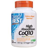Doctor's Best High Absorption CoQ10 with BioPerine, Non-GMO, Vegan, Gluten Free, Naturally Fermented, Heart Health & Energy Production, 400 mg 60 Veggie Caps