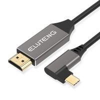 USB C to HDMI Cable, ELUTENG USB Type C HDMI Cable 4K@60Hz Right Angle Gold Plated Video Adapter Support Thunderbolt 3 Compatible with MacBook Pro/Projector/Smart Phone/Laptop - 3FT