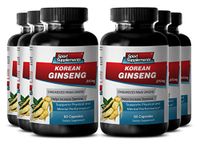 Panax Ginseng Supplement - Korean Ginseng 350mg - Boost Testosterone Levels and Sexual Performance with Herbal Supplement Korean Ginseng (6 Bottles 360 Capsules)