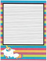 Kid's Camp Multi Colored Unicorn Lined Stationery Paper 26 Sheets
