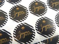 Pack of 30 Joyeuses Fêtes Joyeux Noël French Christmas Greeting Stickers, Colourful Self-Stick Labels for Cards, Envelopes, Craft, Decoration