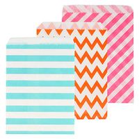 Just Artifacts Assorted Color/Pattern Paper 5-Inch x 7-Inch Favor Treat Bags (72pcs, Beach Party)