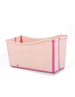 Gweat Kids Portable Folding Bathtub Swimming Pool Large Freestanding Corner Bathtub Bath Bucket for Adult/Elder SPA Heightening,Long Insulation Time with Cover(Pink/Blue) (Color : Pink)