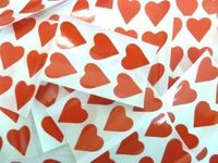 Minilabel 22X20mm Red Heart Shaped Coloured Plastic Seal Stickers Durable Sticky Vinyl Labels