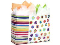 VOGUE Rainbow Spots Shopping BagsBULK HD Plastic 16x6x12" 1 unit, 250 pack per unit.