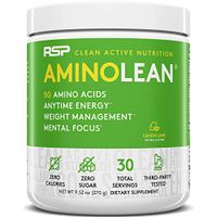 RSP AminoLean - All-in-One Pre Workout, Amino Energy, Weight Management Supplement with Amino Acids, Complete Preworkout Energy for Men & Women, Lemon Lime, 30 (Packaging May Vary)