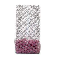 25ct Silver"Cottage Scallops" 4x2x9" Medium Cello Cellophane Treat Food Snack Bags nfLG -1432