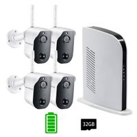 Alrolink Wireless Home Security Camera System,4Pcs 1080p Rechargeable Battery Powered Camera,4 CH Base Station 2 Way Audio Night Vision Pir Motion Sensor,IP55 Weatherproof Housing for Indoor Outdoor