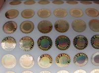 8mm Circular Warranty Void Hologram Labels / Stickers Tamper Evident Gold Golden Foil x 1000