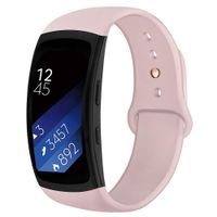 OenFoto Sports Band Compatible Gear Fit2 Pro/ Fit2, Replacement Silicone Accessories Strap Samsung Gear Fit2 Pro SM-R365/ Gear Fit2 SM-R360 Smartwatch (Sand Pink with Rose Gold Button, Large)
